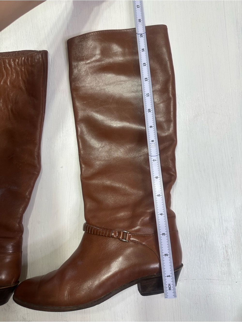 Charter Club Italy Brown Leather Tall Riding Boots Women’s 6B Knee High - Picture 13 of 16